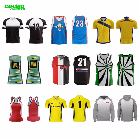 Benutzerdefinierte Großhandel Sublimation Hoodie Polo Radfahren Rugby Baseball Basketball Fußball Jersey