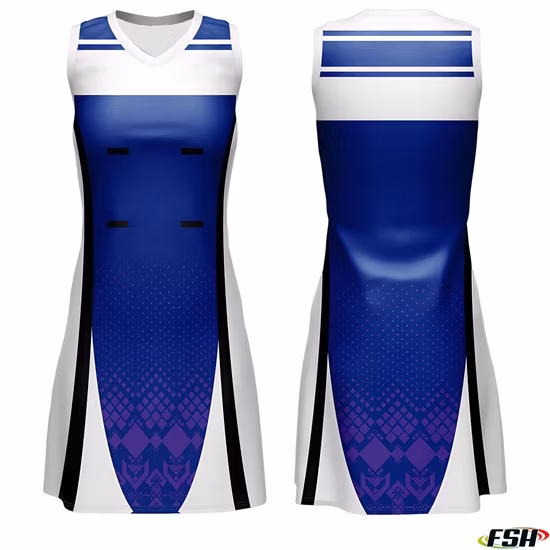 Neues Design, maßgeschneidertes, atmungsaktives Netzballkleid mit Sublimationsdruck